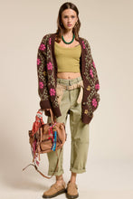 Load image into Gallery viewer, Mimosa - Retro Floral Print Fuzzy Knit Cardigan