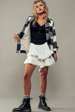 Load image into Gallery viewer, BELLA TEDDY PLAID SHACKET : BLACK / S-2/M-2/L-2