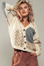 Load image into Gallery viewer, Urban Daizy - Patchwork Cable Knit V Neck Cardigan