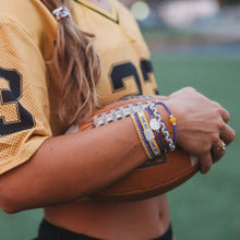 Load image into Gallery viewer, K'lani hair tie bracelets - "Game Day" Purple & Yellow Hair Tie Bracelets