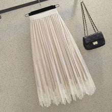 Load image into Gallery viewer, UZ Wholesale Store - Lace Patchwork Pleated Velvet Midi Skirt