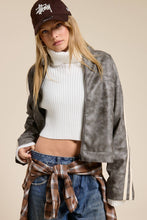 Load image into Gallery viewer, Mimosa - Washed Faux Leather Moto Jacket with Stripe Detail