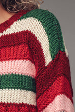 Load image into Gallery viewer, Urban Daizy - Chunky Holiday Stripe Sweater – Bold Multicolor Knit