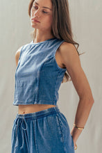Load image into Gallery viewer, Urban Daizy - Mineral Wash Cotton Crop Tank & Wide Leg Pant Set