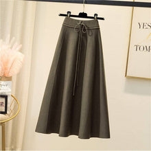 Load image into Gallery viewer, Solid Color High Waist A-Line Pleated Long Knitted Skirt