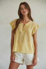 Load image into Gallery viewer, By Together - L6502 | Woven Cotton Linen Button V-Neck Short Sleeve Top
