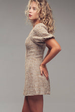 Load image into Gallery viewer, Urban Daizy - Tweed Mini Dress – Puff Sleeves, Open Back, Square Neckline
