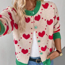 Load image into Gallery viewer, EmberLoom - Valentine Day Heart Crochet Color Block Cardigan