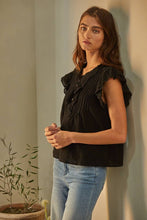 Load image into Gallery viewer, By Together - L6502 | Woven Cotton Linen Button V-Neck Short Sleeve Top