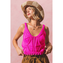 Load image into Gallery viewer, OPEN KNIT CROP TANK TOP WITH SCALLOP HEM: OATMEAL / L