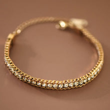 Load image into Gallery viewer, Mia Accessories - 18K Gold PVD Plated Stainless Steel Crystal Chain Bracelet - 7646