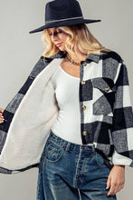 Load image into Gallery viewer, BELLA TEDDY PLAID SHACKET : BLACK / S-2/M-2/L-2