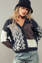 Load image into Gallery viewer, Urban Daizy - Patchwork Cable Knit V Neck Cardigan