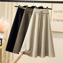 Load image into Gallery viewer, Solid Color High Waist A-Line Pleated Long Knitted Skirt