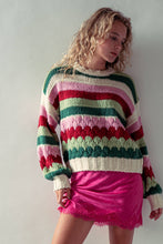Load image into Gallery viewer, Urban Daizy - Chunky Holiday Stripe Sweater – Bold Multicolor Knit