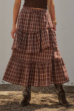 Load image into Gallery viewer, Urban Daizy - Plaid Tiered Ruffle Cotton Maxi Skirt