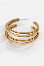 Load image into Gallery viewer, Mia Accessories - 18K Gold PVD Plated Waterproof Stainless Steel Hoop Earrings - 7132