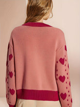 Load image into Gallery viewer, EmberLoom - Valentine Day Heart Crochet Color Block Cardigan