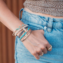 Load image into Gallery viewer, K'lani hair tie bracelets - "Stride" Turquoise with Gold Cowboy Boot Hair Tie Bracelets