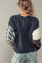 Load image into Gallery viewer, Urban Daizy - Patchwork Cable Knit V Neck Cardigan
