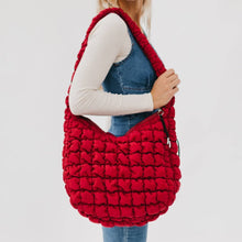 Load image into Gallery viewer, Carmen Quilted Hobo Tote Bag: Crimson Red