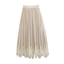 Load image into Gallery viewer, UZ Wholesale Store - Lace Patchwork Pleated Velvet Midi Skirt