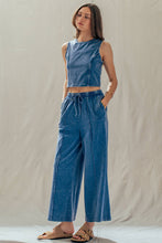 Load image into Gallery viewer, Urban Daizy - Mineral Wash Cotton Crop Tank & Wide Leg Pant Set