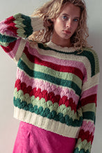 Load image into Gallery viewer, Urban Daizy - Chunky Holiday Stripe Sweater – Bold Multicolor Knit