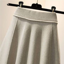Load image into Gallery viewer, Solid Color High Waist A-Line Pleated Long Knitted Skirt