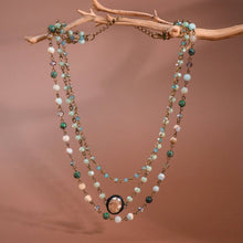 Load image into Gallery viewer, Mia Accessories - Triple Layered Mixed Glass Bead and Stone Necklace - 7258