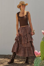 Load image into Gallery viewer, Urban Daizy - Plaid Tiered Ruffle Cotton Maxi Skirt