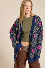 Load image into Gallery viewer, Mimosa - Retro Floral Print Fuzzy Knit Cardigan