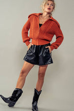 Load image into Gallery viewer, Nautical Knit Zip Up Jacket: RUST / S-2/M-2/L-2