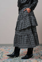 Load image into Gallery viewer, Urban Daizy - Plaid Tiered Ruffle Cotton Maxi Skirt