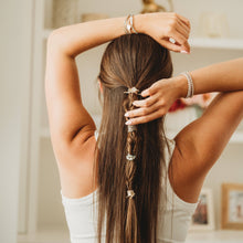 Load image into Gallery viewer, K'lani hair tie bracelets - "Glimmer" Soft Pinks with Pearl & Gold Accent Hair Tie Bracelets