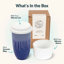 Load image into Gallery viewer, Nova Ceramics Travel Mugs - Neptune Ceramic Travel Mug – 16oz with Lid & Sleeve