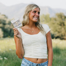 Load image into Gallery viewer, K'lani hair tie bracelets - "Faith" Warm Neutrals with Gold Cross Hair Tie Bracelets