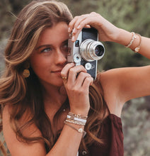 Load image into Gallery viewer, K'lani hair tie bracelets - "Rise" Cream and Tan With Gold & Sun Accents Hair Tie Bracelets