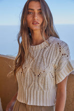 Load image into Gallery viewer, By Together - W1124 | Knit Sweater Crochet Round Neck Short Sleeve Top