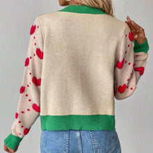 Load image into Gallery viewer, EmberLoom - Valentine Day Heart Crochet Color Block Cardigan