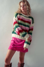 Load image into Gallery viewer, Urban Daizy - Chunky Holiday Stripe Sweater – Bold Multicolor Knit