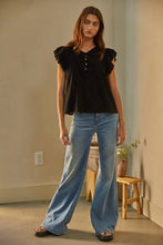 Load image into Gallery viewer, By Together - L6502 | Woven Cotton Linen Button V-Neck Short Sleeve Top