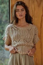Load image into Gallery viewer, By Together - W1124 | Knit Sweater Crochet Round Neck Short Sleeve Top