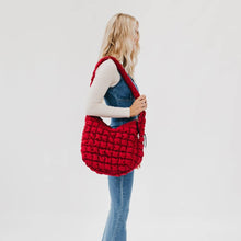 Load image into Gallery viewer, Carmen Quilted Hobo Tote Bag: Crimson Red