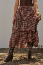 Load image into Gallery viewer, Urban Daizy - Plaid Tiered Ruffle Cotton Maxi Skirt