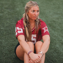 Load image into Gallery viewer, K'lani hair tie bracelets - "Game Day" Maroon & Gray Hair Tie Bracelets