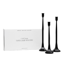 Load image into Gallery viewer, Sweet Water Decor - Black Cast Iron Taper Candle Holders, Set of 3 - Home Decor