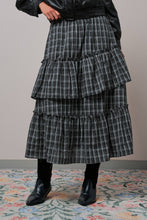 Load image into Gallery viewer, Urban Daizy - Plaid Tiered Ruffle Cotton Maxi Skirt