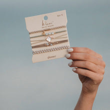 Load image into Gallery viewer, K'lani hair tie bracelets - "Glimmer" Soft Pinks with Pearl & Gold Accent Hair Tie Bracelets