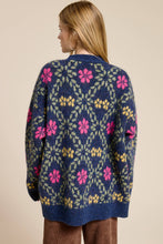 Load image into Gallery viewer, Mimosa - Retro Floral Print Fuzzy Knit Cardigan